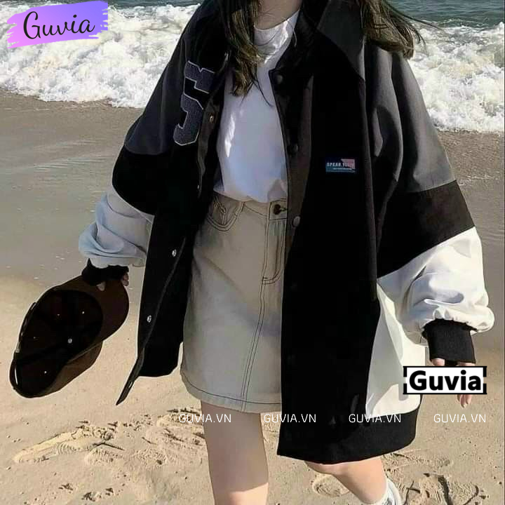 Áo Khoác Dù NUMBER 5 Lớp Form Rộng Nam Nữ Unisex, Áo Gió Bomber Bóng Chày Chống Nắng Ulzzang GUVIA