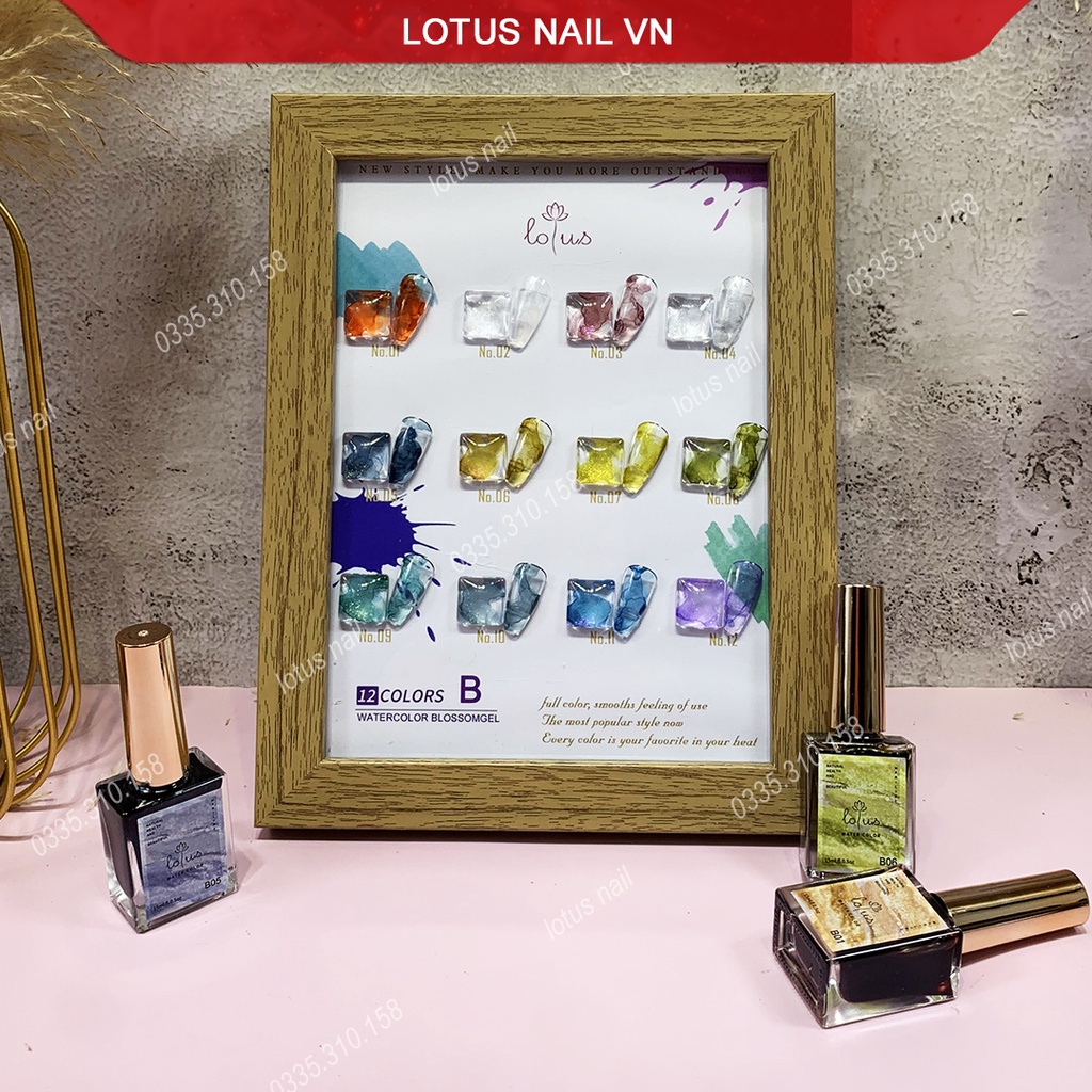 Set cồn loang nhũ Lotus 12 màu