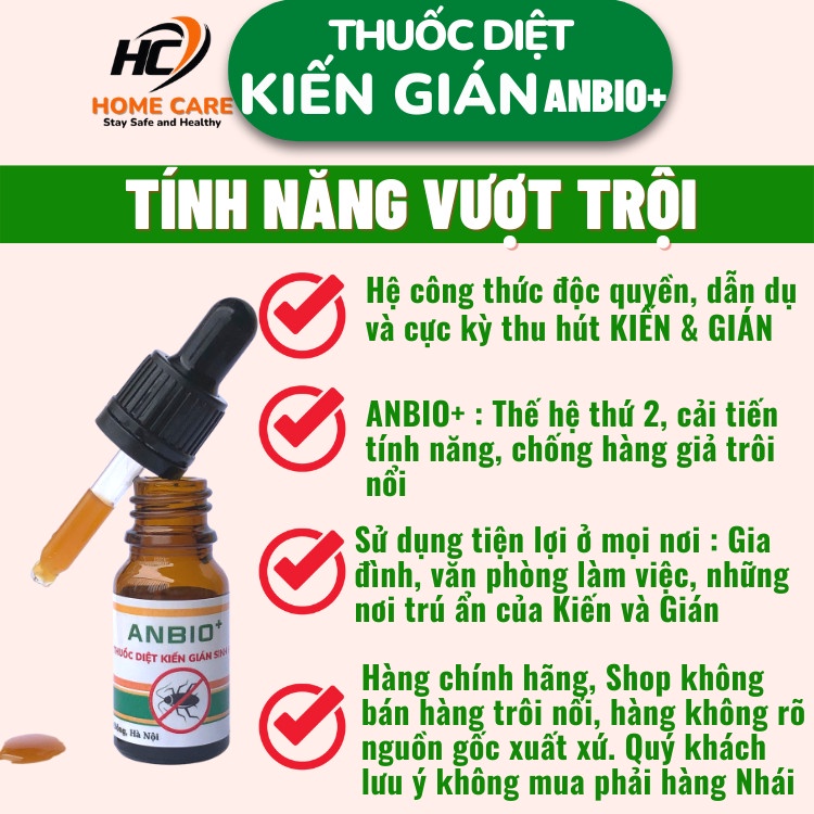 Thuốc Diệt Kiến - Diệt Gián Sinh Học ANBIO+ Hiệu Quả Cao An Toàn Cho Người Dùng Và Vật Nuôi - Home Care