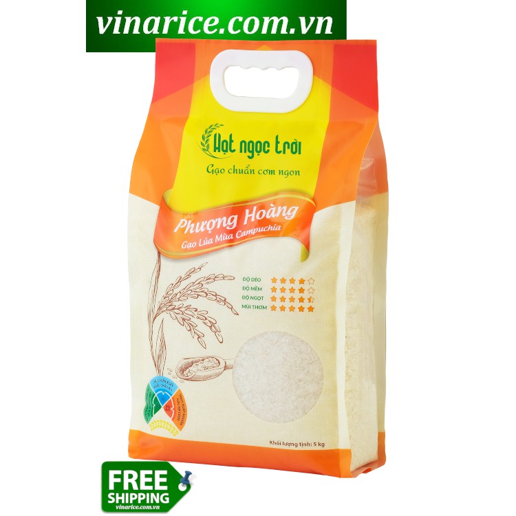 Gạo Hạt Ngọc Trời Phượng Hoàng - gạo lúa mùa 6th dẻo mềm ngọt cơm - túi 5kg