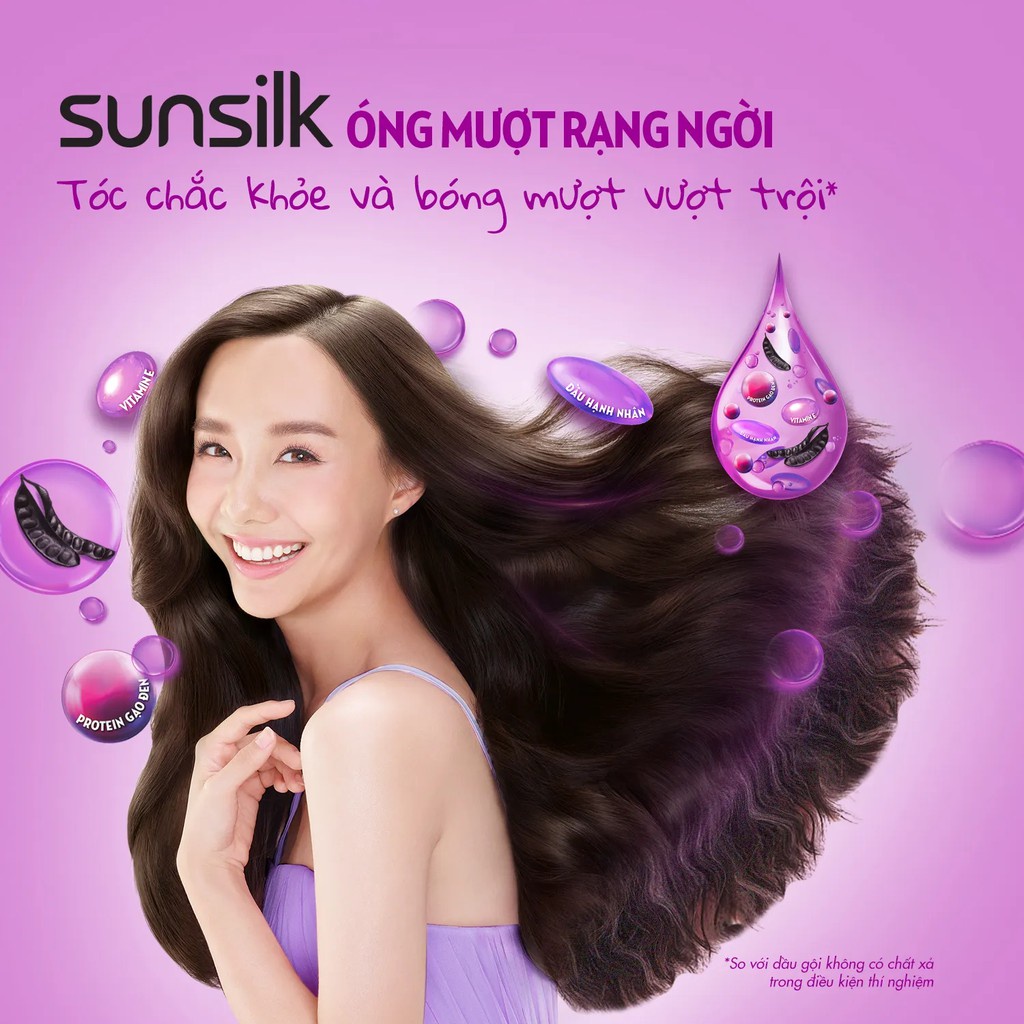 Dầu Xả Óng Mượt Rạng Ngời Sunsilk Mềm Mượt Như Lụa & Không Lo Bết Dính (Đen) 640g