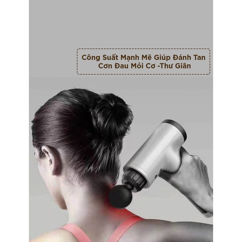 Súng Massage 4 Đầu 6 Chế Độ Fascial Giảm Cơ Căng Cơ Trị Nhức Mỏi Vai Gáy