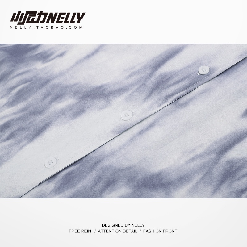 Áo sơ mi Nelly cộc tay màu loang