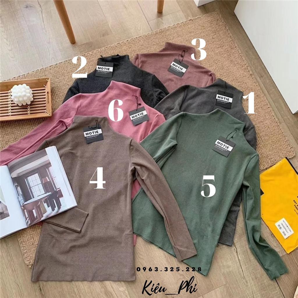 Áo giữ nhiệt cổ lọ Monte co dãn - áo thun motie cho nữ thu đông co dãn dày siêu xịn loại 1 Kiều phi