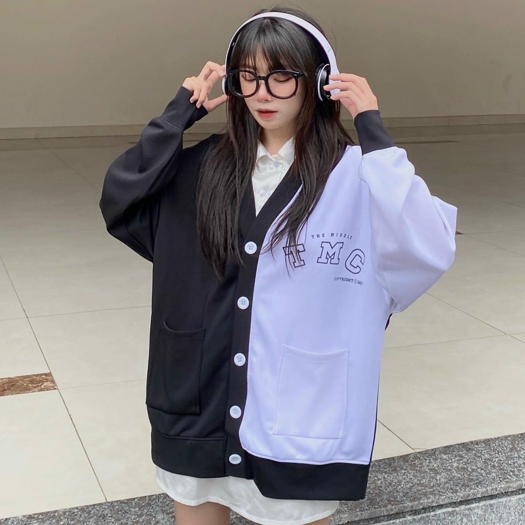 Áo khoác nỉ Cardigan TMC form rộng Ulzzang Unisex Áo nỉ nữ Cardigan bomber jacket AKN29 Life Unisex