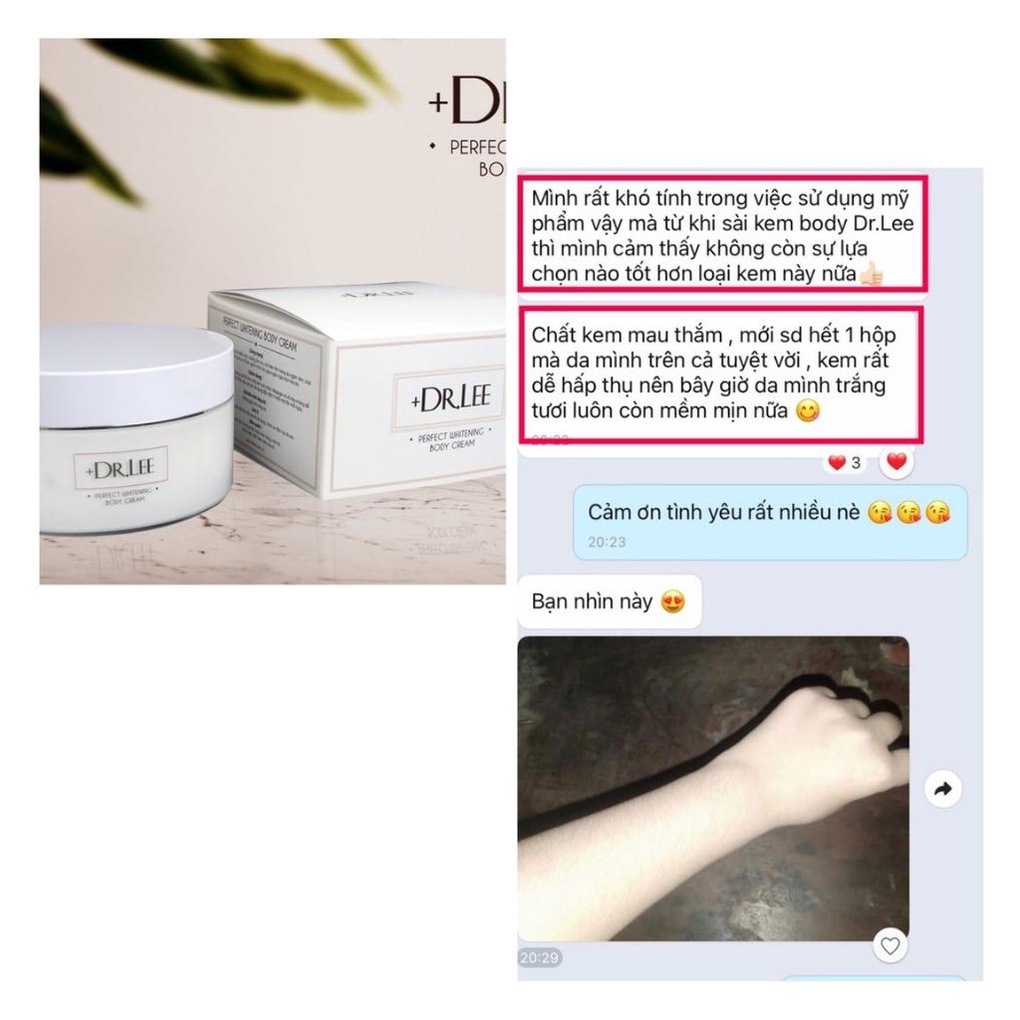 Kem body trắng da dưỡng ẩm phân tử nước Perfect whitening Body Cream +Dr.Lee 200g-HÀNG CHÍNH HÃNG