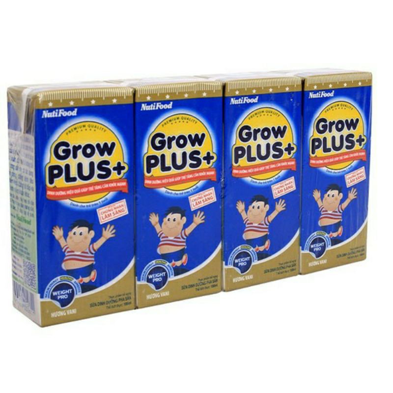 Lốc 4 Hộp Sữa Bột Pha Sẵn Nuti Grow Plus Xanh 180ml