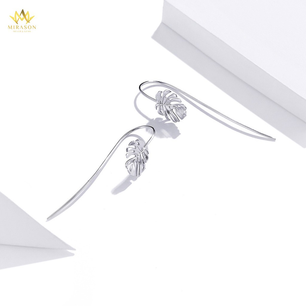 Khuyên Tai Bạc Nữ Lá Monstera May Mắn - Bông Tai Nữ Bạc 925 Cao Cấp