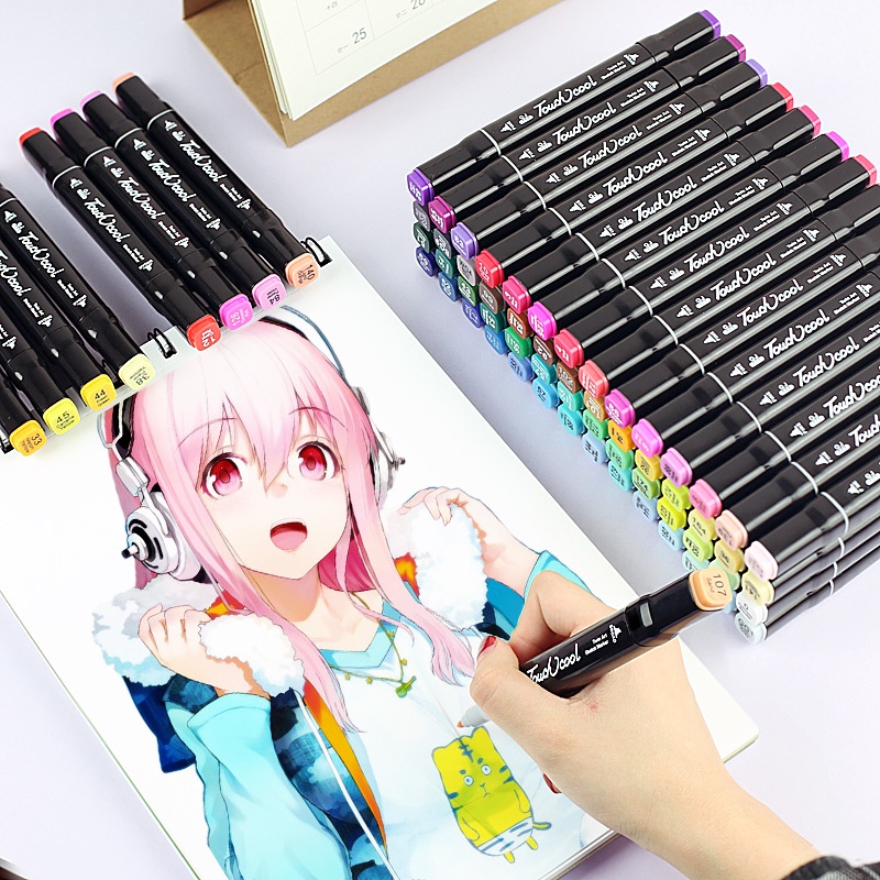 Bút Marker Touch cool 30/40/60/80 màu Freeship Bút màu nước Màu vẽ Anime, Truyện Tranh Manga, Phong Cảnh, Thời trang