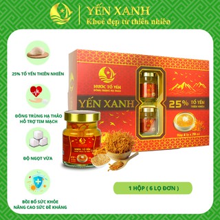 [MUA 5 TẶNG 1] (25% tổ yến) Nước tổ yến sào cao cấp chưng đông trùng hạ thảo - YẾN XANH - Hộp 6 lọ x 70ml tặng kèm túi