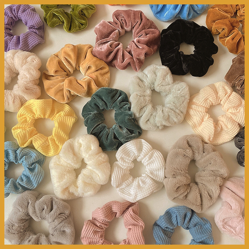  Dây Cột Tóc Vải Nhung Màu Trơn Đa Dạng Dễ Thương Thời Trang Cho Nữ