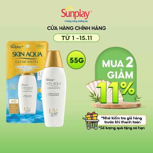 Sữa chống nắng hằng ngày dưỡng trắng cho da dầu Sunplay Skin Aqua Clear White SPF 50+ PA++++ 55g