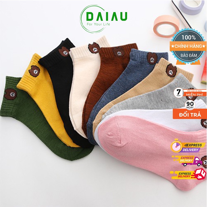 Tất Gấu Nữ  Cổ Ngắn Chất Cotton Thoáng Mát Phong Cách Hàn Quốc Đẹp 10 Màu COMBO 5 Đôi TG10 | BigBuy360 - bigbuy360.vn