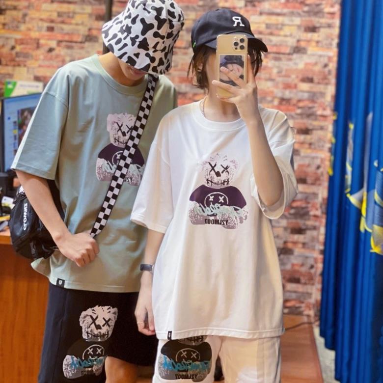 Bộ đồ đôi unisex Gấu Kwas chất cotton co dãn 4 chiều- Ảnh thật Tại Cò Vạc New