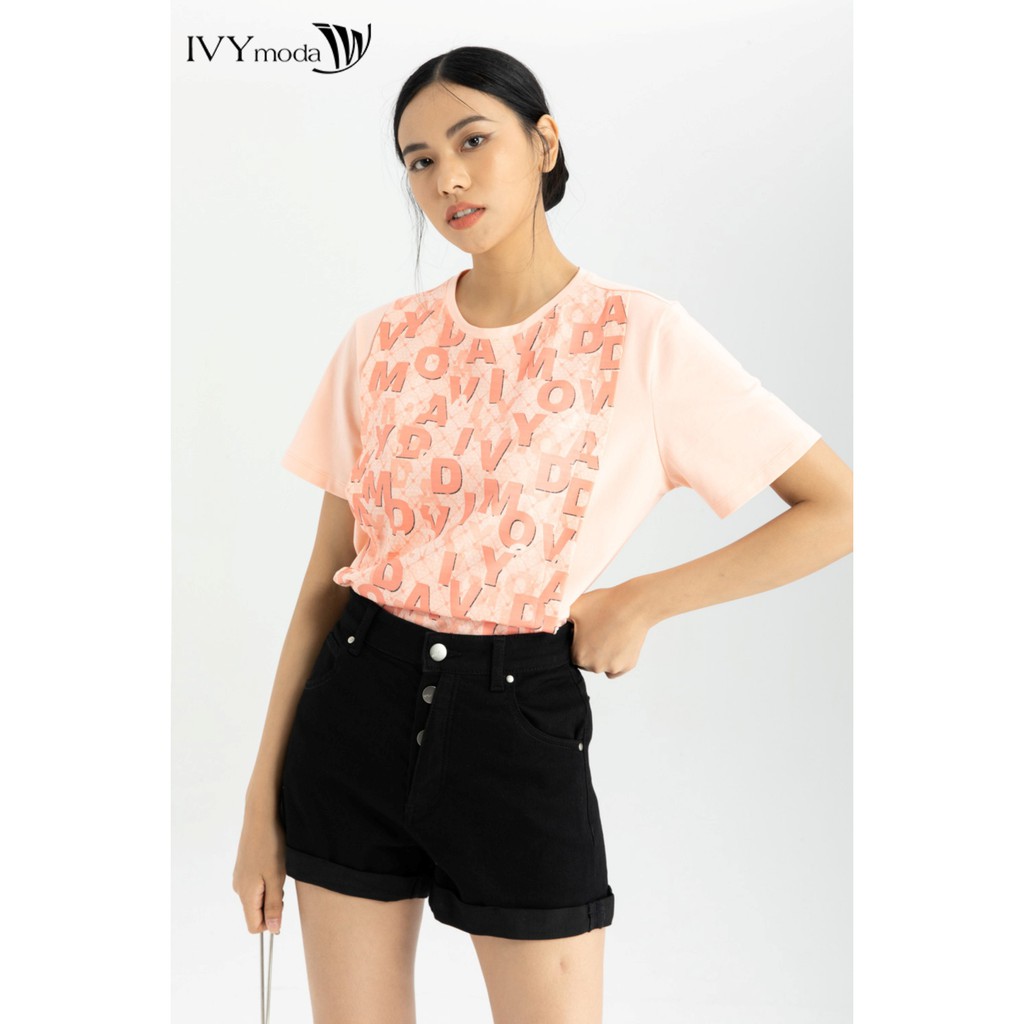 [Mã WABR99 giảm 10% đơn 99K] Quần sooc jeans nữ 3 khuy IVY moda MS 23B8019