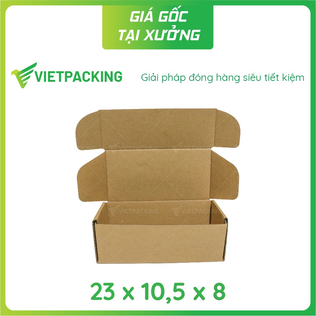 [Siêu sang] 25 hộp carton 23x10,5x8 giấy đẹp, vuông vức