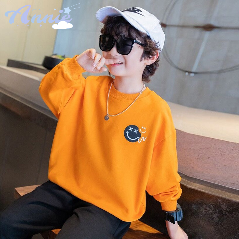 Áo Khoác sweater Chui Đầu Dáng Rộng Tay Dài Kiểu Hàn Quốc Dễ Thương Cho Bé Trai