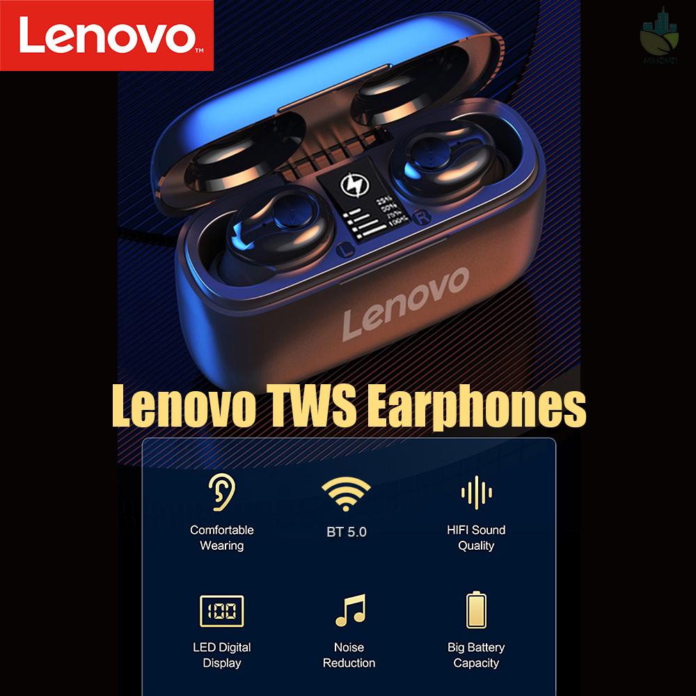 M Lenovo HT18 TWS BT5.0 Wireless Earphones In-Ear Earbuds LED Display/Noise Reduction/HiFi Stereo Sound/Binaural Call/1000mAh Power Bank/8mm Driver Headset with Mic Headphones Compatible with Smartphones