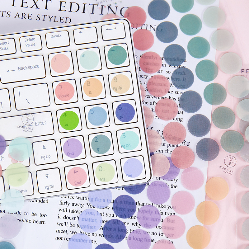 Set 3 tờ nhãn dán tròn chấm b i nhiều màu sắc xinh xắn