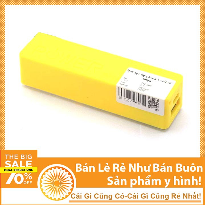 Box Sạc Dự Phòng 1 Cell Vỏ Nhựa (KHÔNG KÈM PIN)