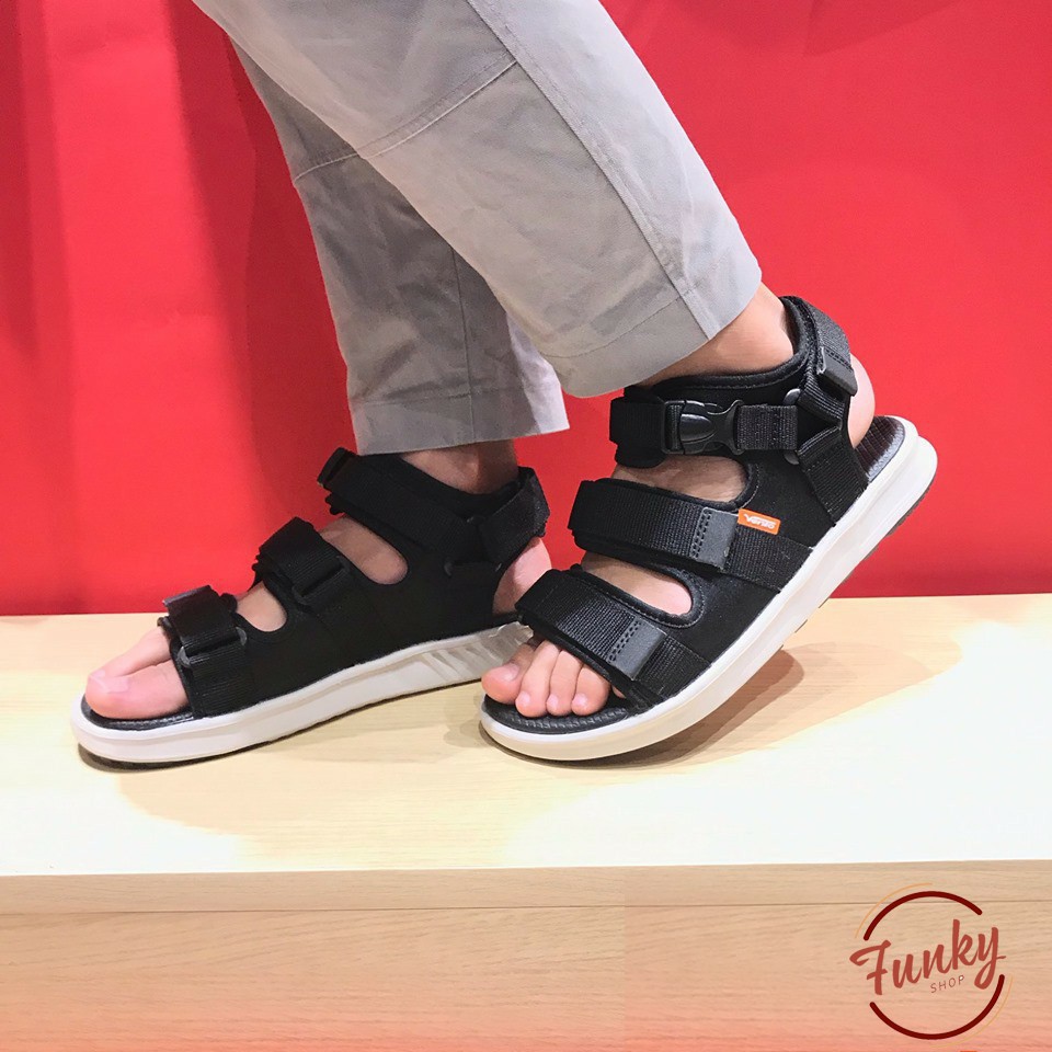 Giày Sandal Vento Nam Nữ SD-NB03 Đen Ghi - Thiết Kế Ba Quai Cá Tính BST Streerwear