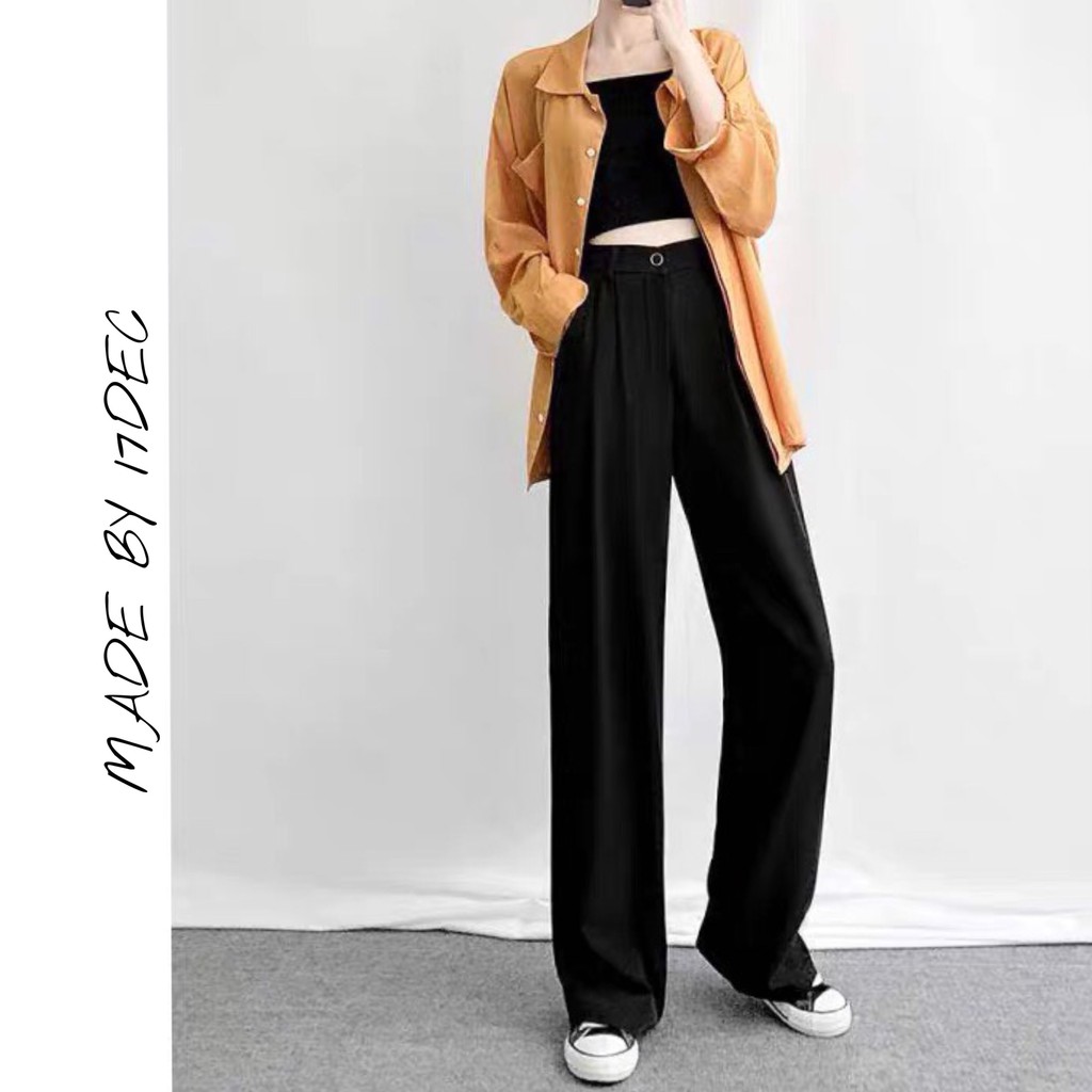 Quần suông culottes 17DEC, quần tây công sở nữ ống rộng cạp cao phong cách ulzzang hàn quốc