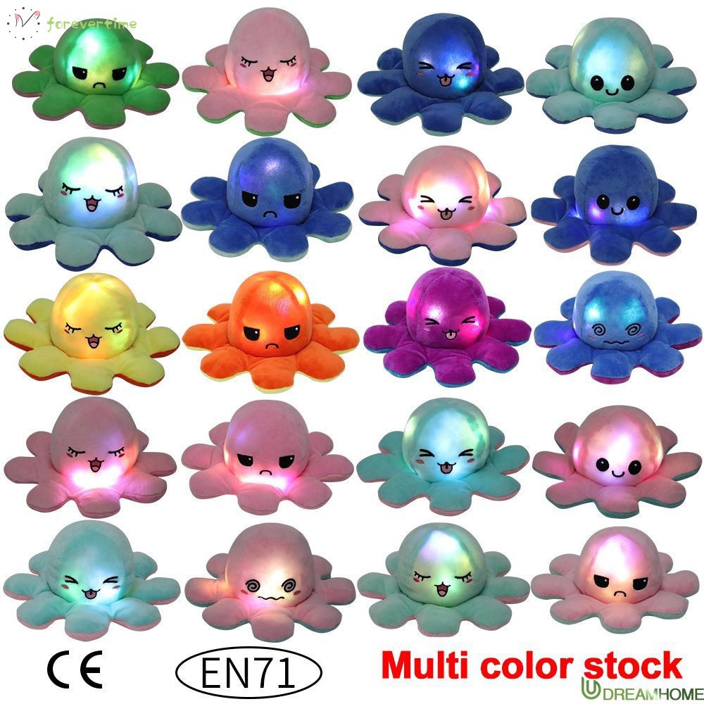 Ready Stock Tik Tok Bạch tuộc nhồi bông cảm xúc - Reversible Octopus plush toy-bạch tuộc cảm xúc Phát sáng JIMMY01