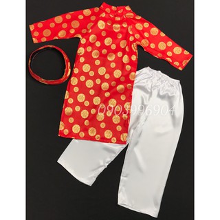 Bộ áo dài truyền thống gấm Thái Tuấn cho bé