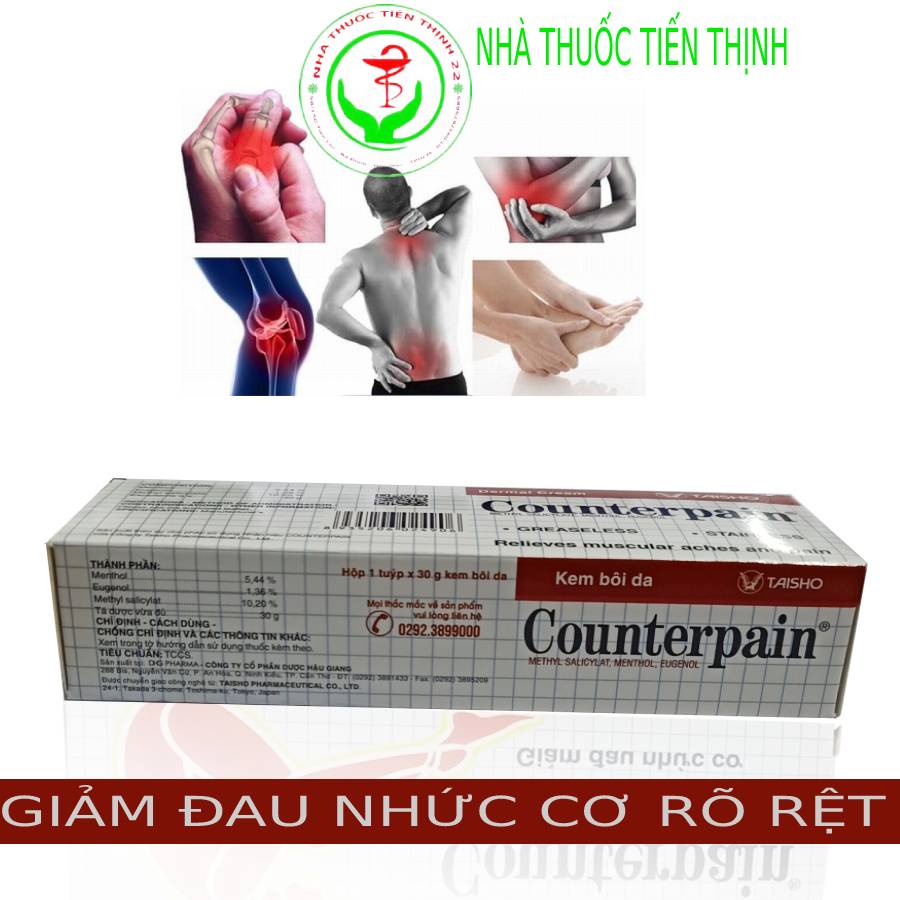 Kem bôi da Counterpain Dược Hậu Giang, giảm đau nhức cơ Tuyb 30g - 5g