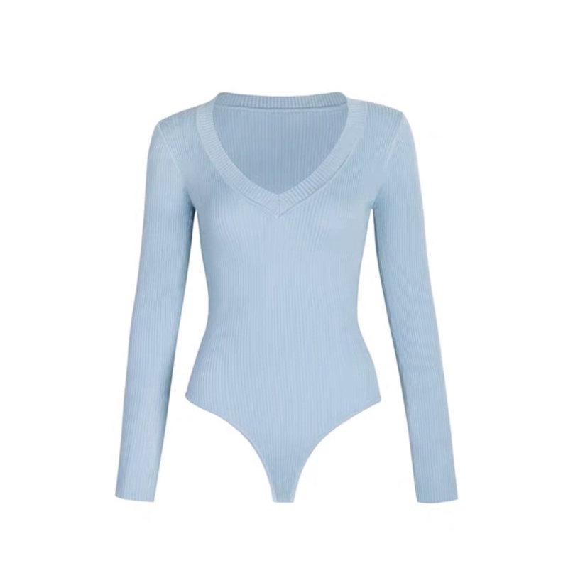 Áo thun body suit tay dài cổ tim