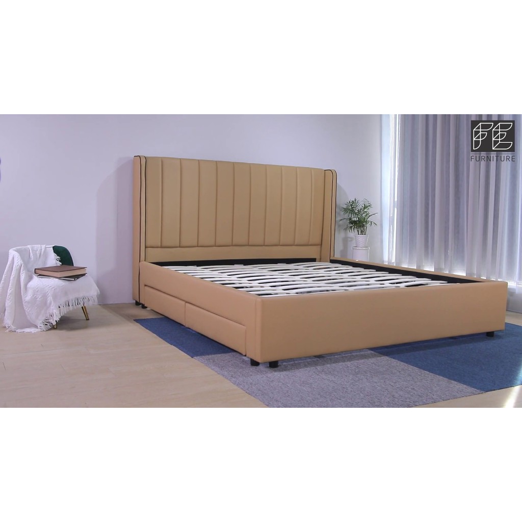 Giường bọc da Biege Cory Adora hiện đại 1m6x2m - 1m8x2m