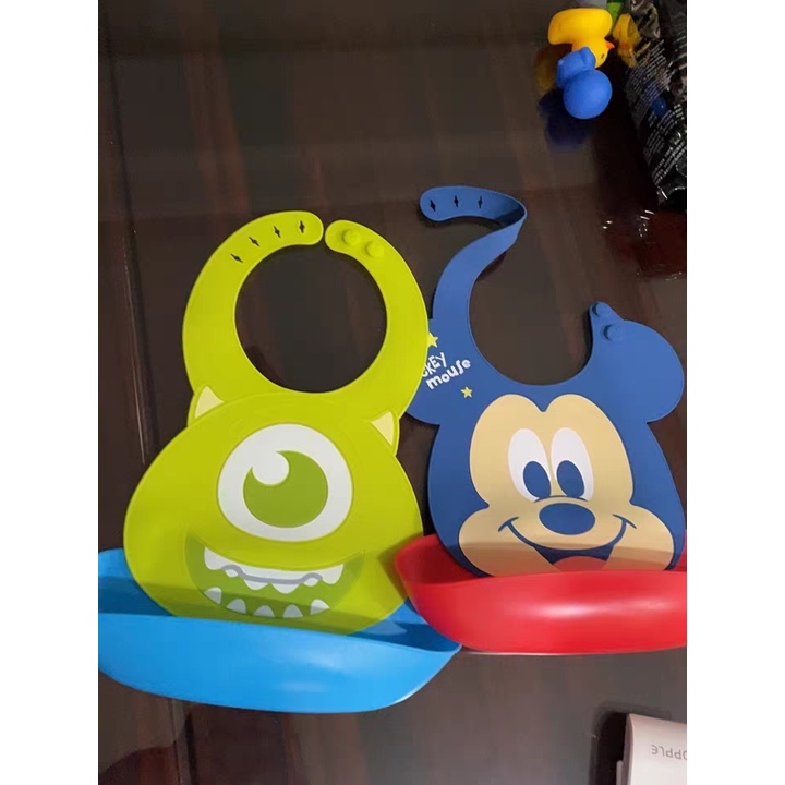 Yếm ăn dặm máng ăn dặm tháo rời silicon Mickey Disney cho trẻ em