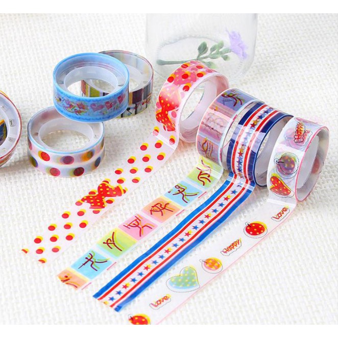 Băng dính washi tape nhiều họa tiết nhiều hình