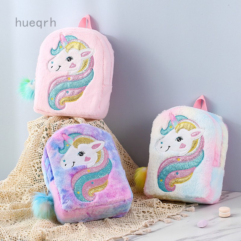 Balo bông hình kỳ lân màu cầu vồng xinh xắn