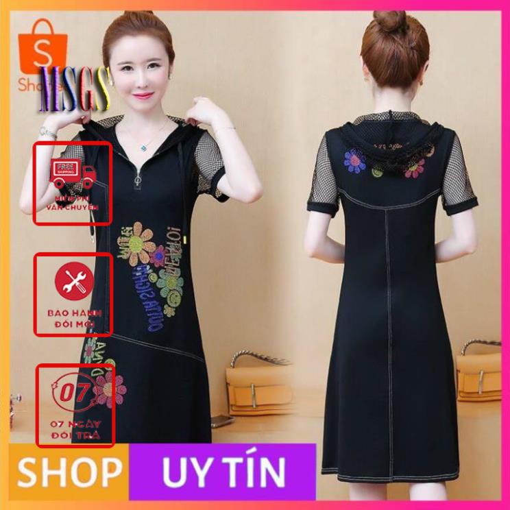 -ĐẦM SUÔNG THUN LỤA PHỐI LƯỚI SANG CHẢNH - [CHẤT LƯỢNG CAO CẤP]