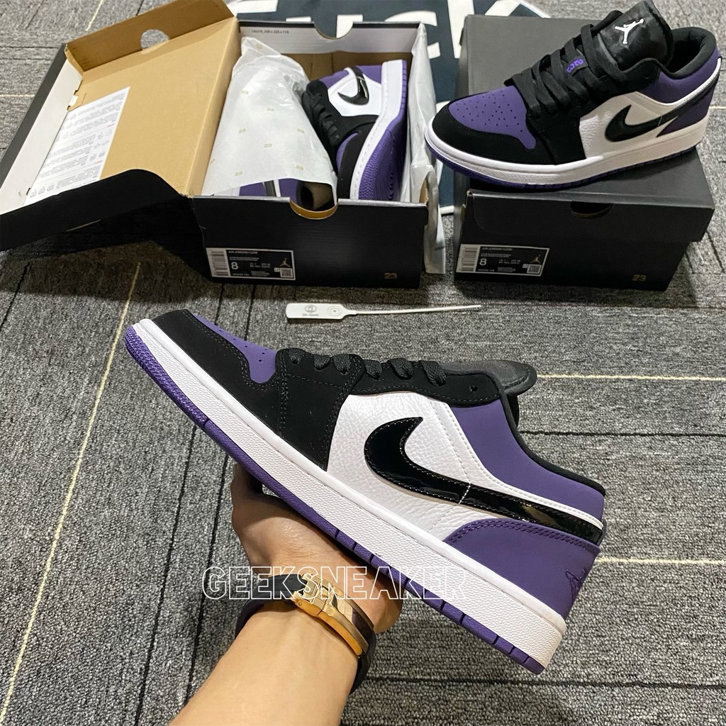 [GeekSneaker] Giày Jordan 1 Low CURT PURLE BLACK - Cổ Thấp Tím Đen Trắng