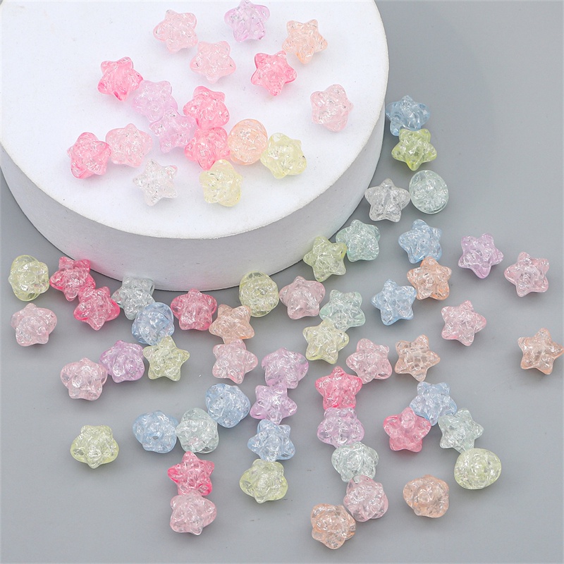 Set 50 hạt xỏ hình ngôi sao bằng nhựa acrylic cỡ 11mm làm vòng tay/khuyên tai/vòng cổ DIY