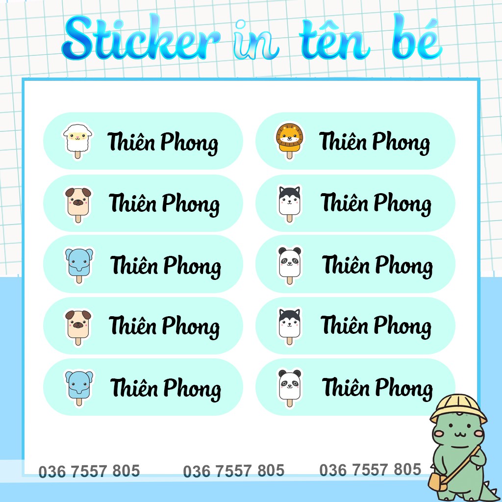 Sticker Dán In Tên Bé - dán đồ dùng học tập cho học sinh - in tên bé theo yêu cầu - giá rẻ nhất năm 2020