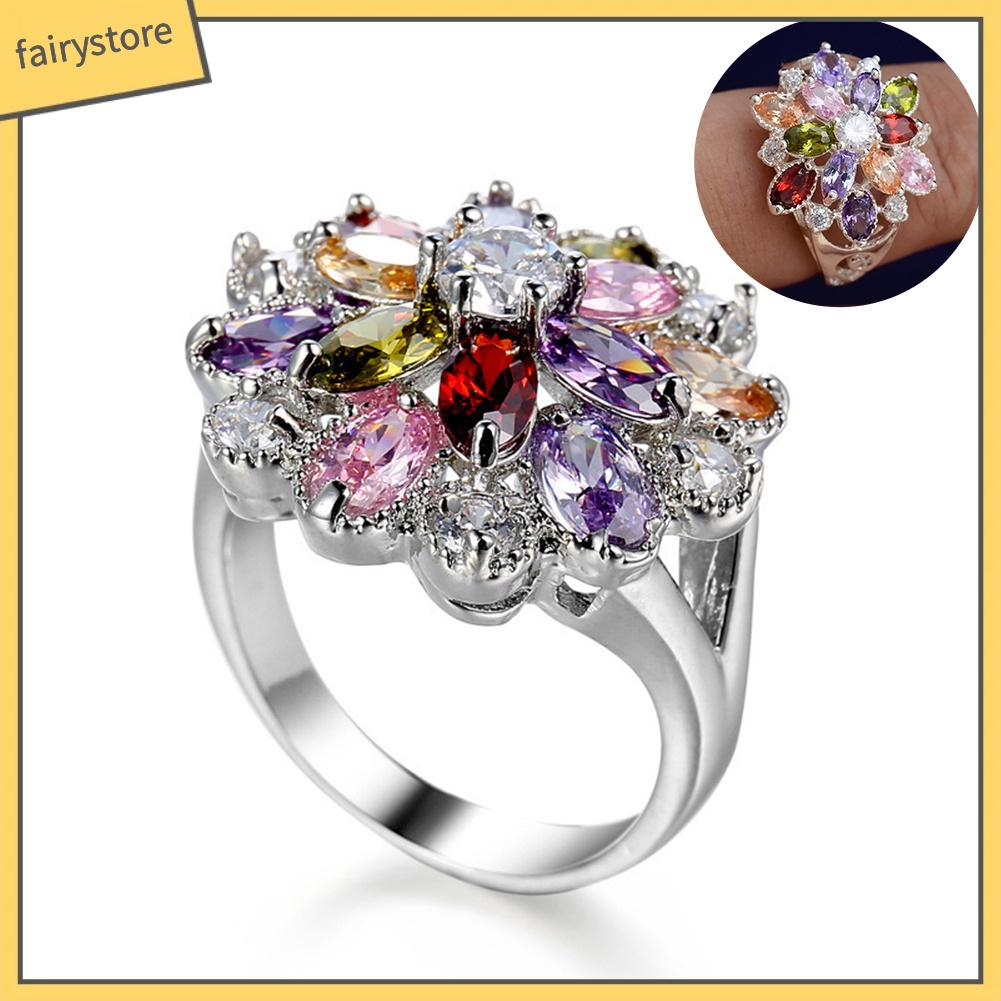 Nhẫn Đính Hôn Đính Đá Nhân Tạo Nhiều Màu Dành Cho Nữ