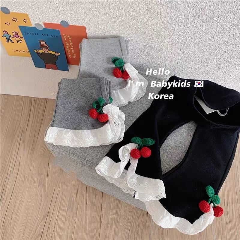 Quần Legging Ống Loe Phối Ren Thời Trang Mùa Thu 2022 Cho Bé Gái