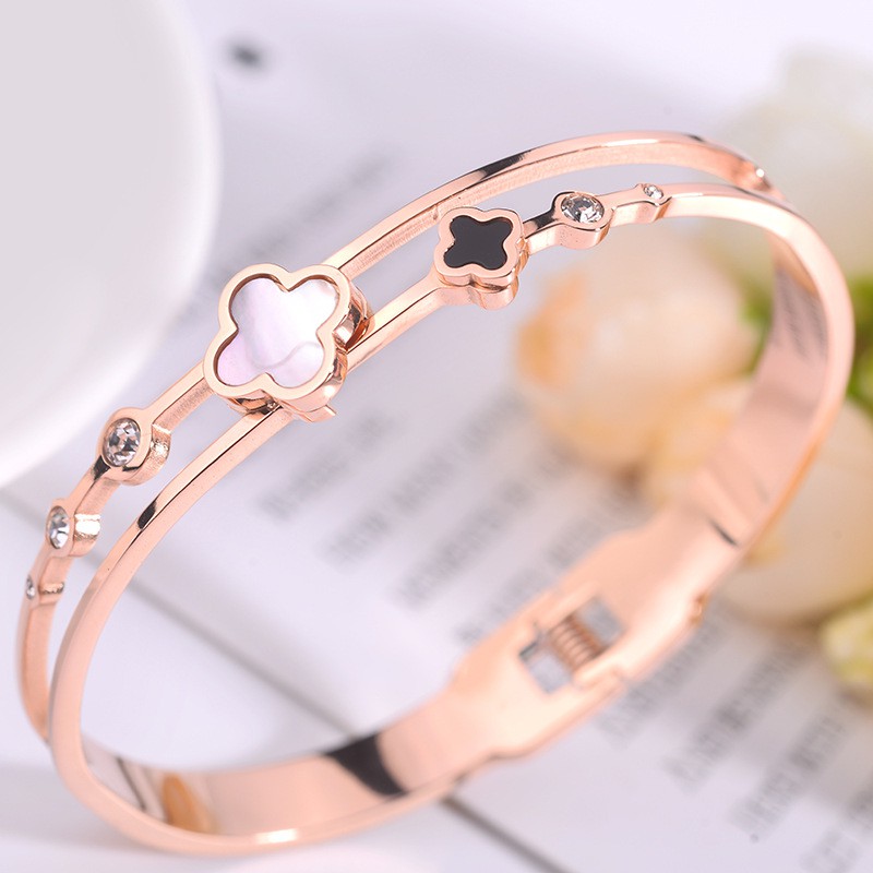 Vòng Tay Hai Lớp Bằng Thép Không Gỉ Cao Cấp Thiết Kế Đơn Giản Thời Trang Mới Cho Nữ