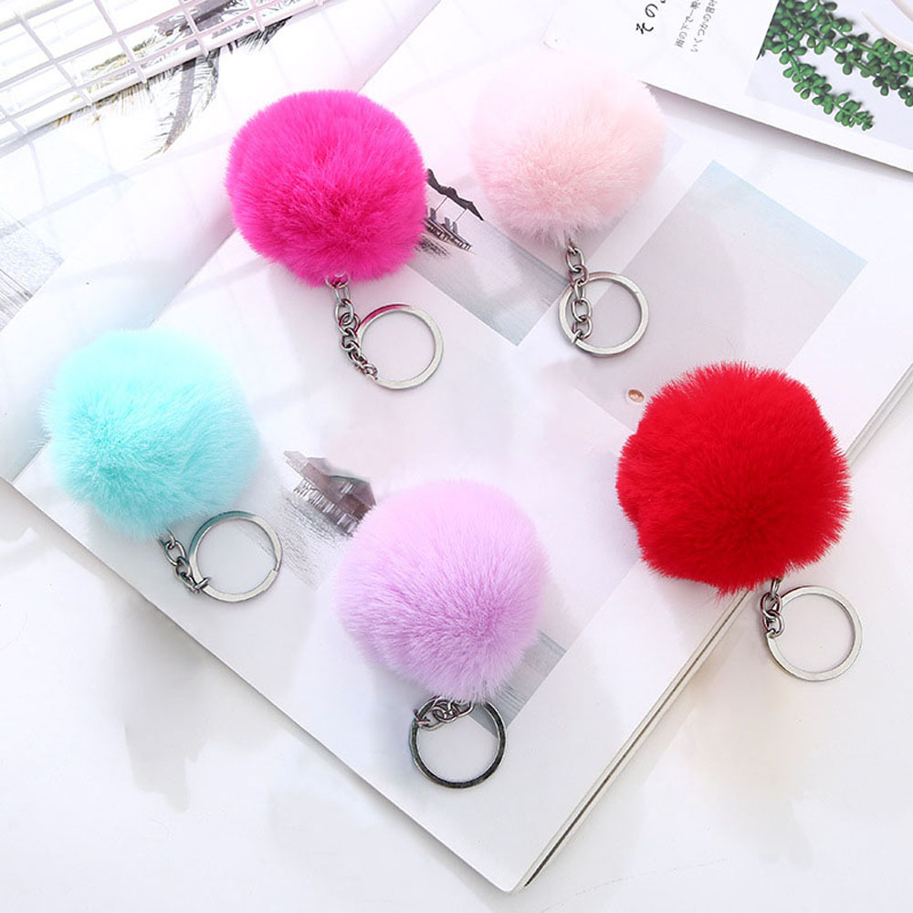 Móc chìa khóa mặt banh lông 20 màu thời trang tùy chọn chất lượng cao