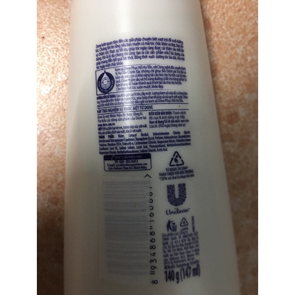Combo 5 chai dầu xả dove phục hồi hư tổn 150 ml.