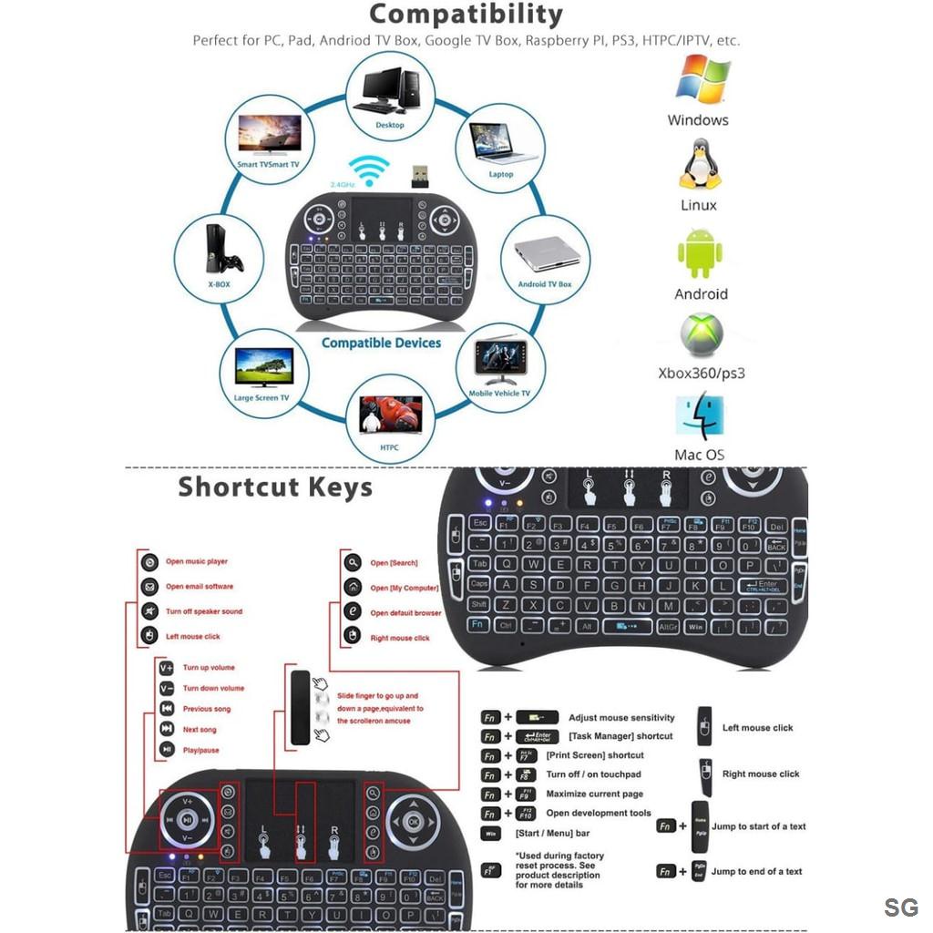 Bàn PhíM Mini i8 Không Dây + ĐiềU KhiểN Từ Xa Cho TV Box Thông Minh