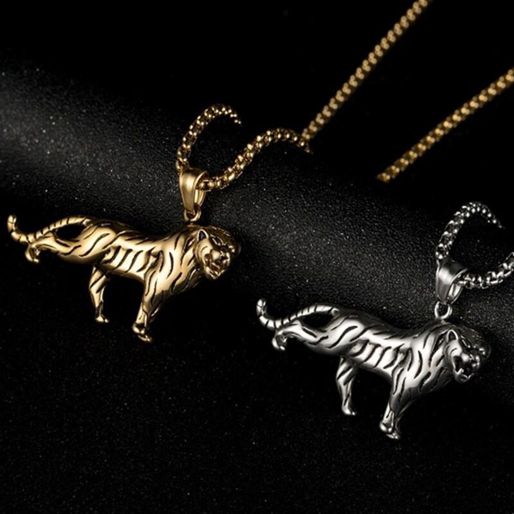 New Punk Animal Necklace Fashion Personality Tiger Pendant Necklace Men Charm Jewelry