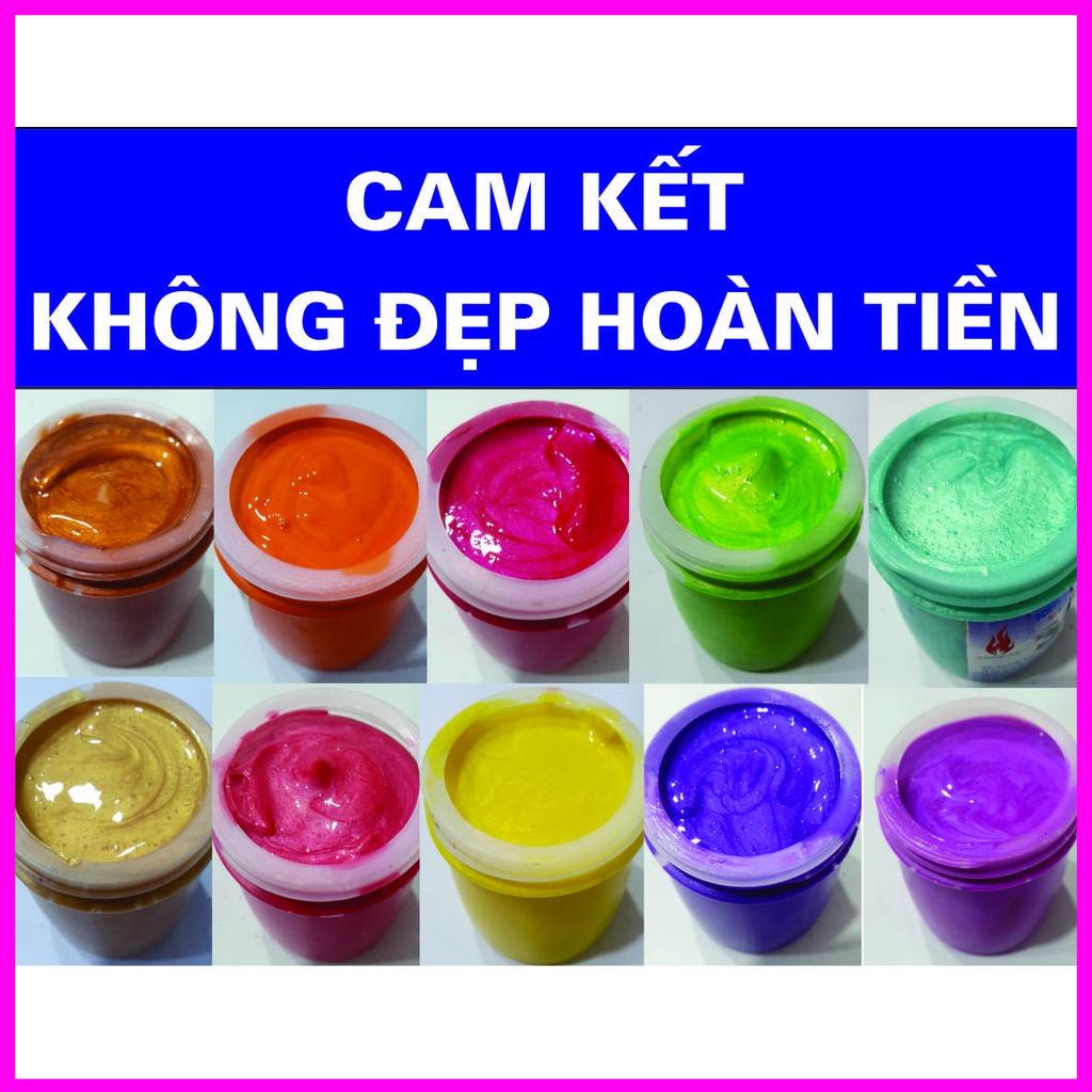 Màu Acrylic Nhũ Metallic Ánh Kim Chicken 5D Lấp Lánh Trên Từng Nét Cọ Hũ 120ml