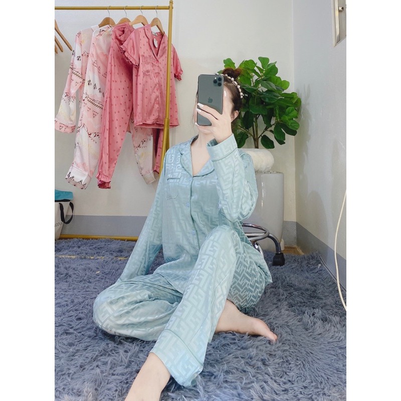 Big Size - Bộ Lụa Gấm Dài Tay Size XL