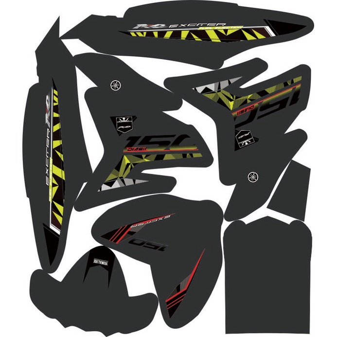 Tem Trùm Exciter 150 Đen Vàng,Team Decal Ex150 YAMAHA