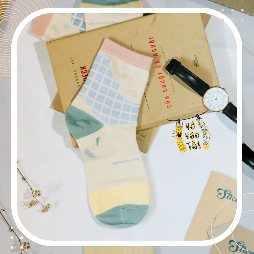 TẤT VỚ NỮ CỔ CAO HỌA TIẾT VÀNG XANH