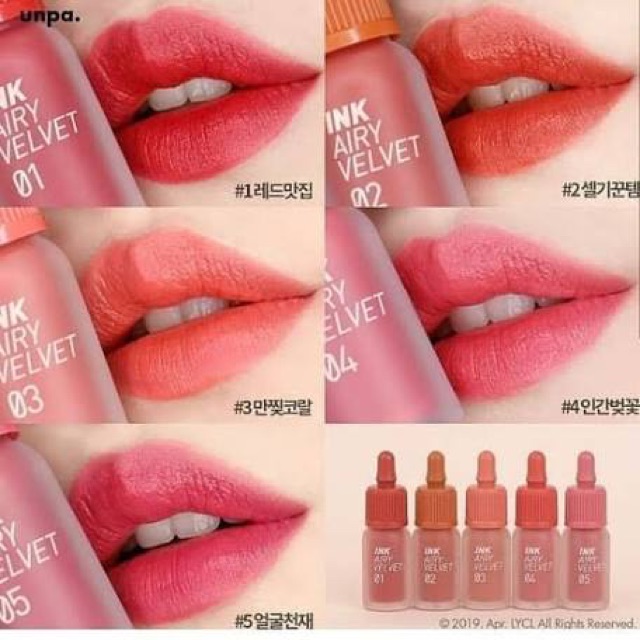 (100% aut) phiên bản 2019-  Son Peripera Ink Airy Velvet Tint chuẩn lì chính hãng